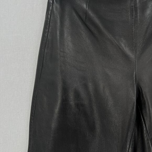 HUGO BUSCATI Vintage Leather Pants Womens 2P Black Straight Leg Mid Rise - Picture 8 of 13